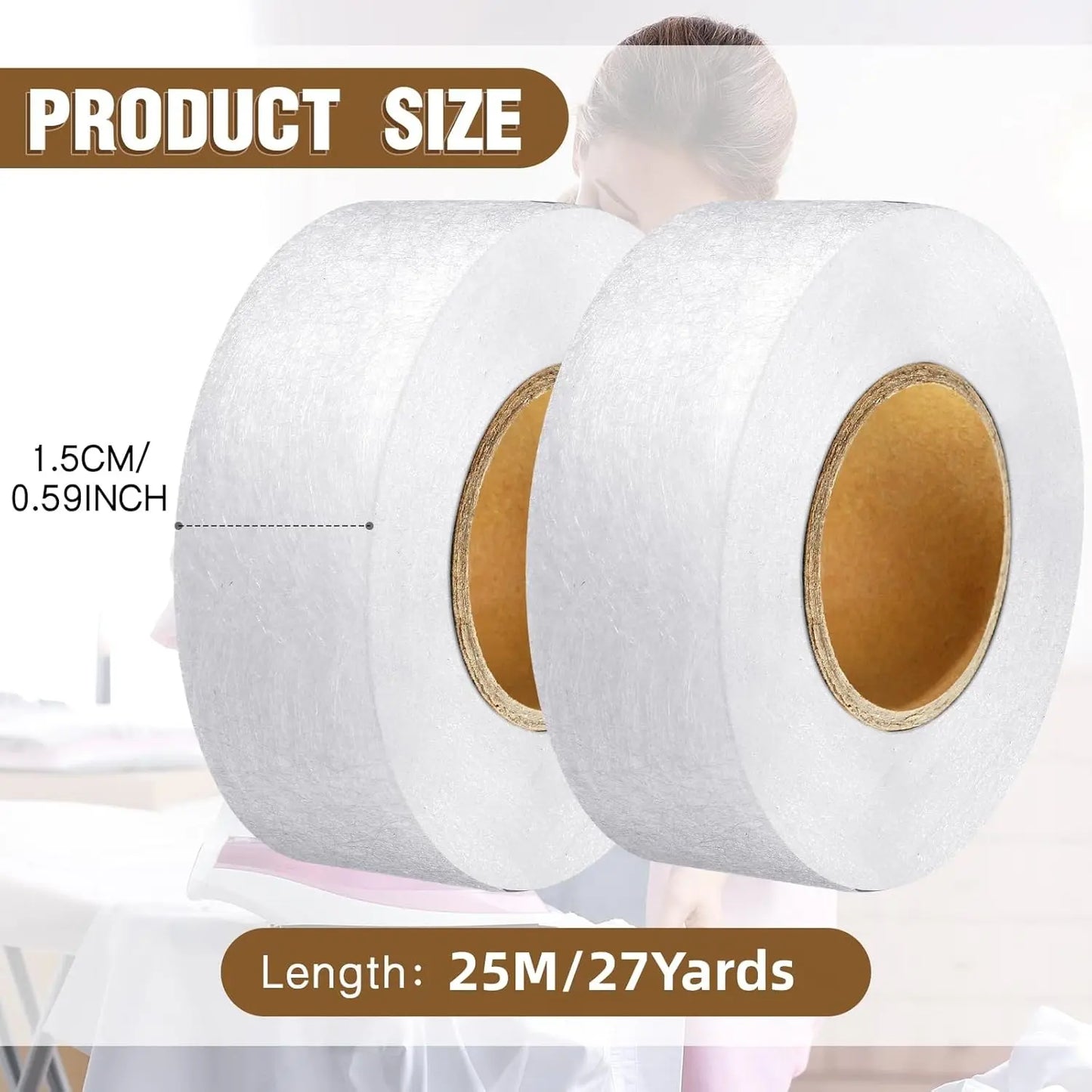 Fabric Tape 2 Rolls Hemming Adhesive Hem Iron on No-Sew Hemming Tape