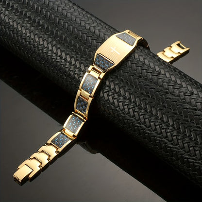 Stainless Steel Cross Magnetic Bracelet - Adjustable Design