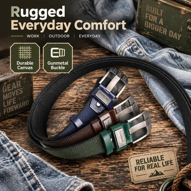 Men’s Nylon Canvas Belt with Pin Buckle