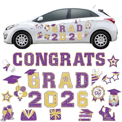 30PCS 2026 Graduation Car Magnets Congrats Grad Magnetic Bumper Stickers