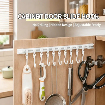 10-Hook Adjustable Multifunctional Slide Rail Adhesive Wall Organiser