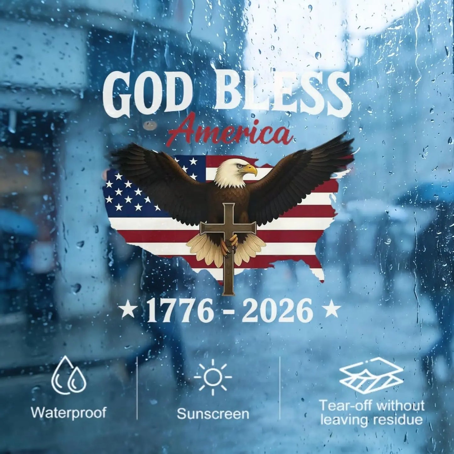 USA 250th Anniversary Decal - Patriotic Bald Eagle & Flag Vinyl Sticker