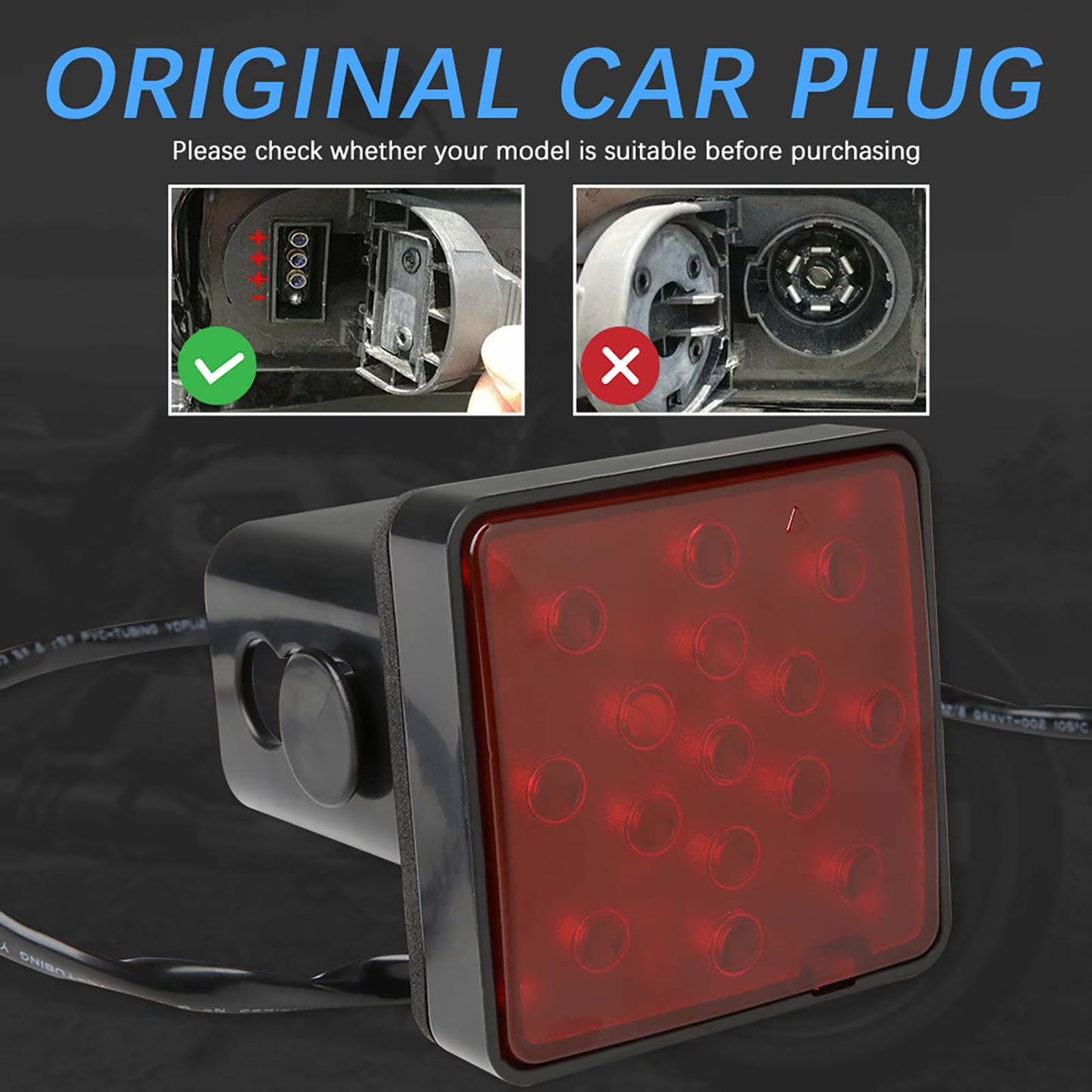 Car Led Lights 15-LED Brake Light Trailer Hitch Cover Stop Lamp Assembly