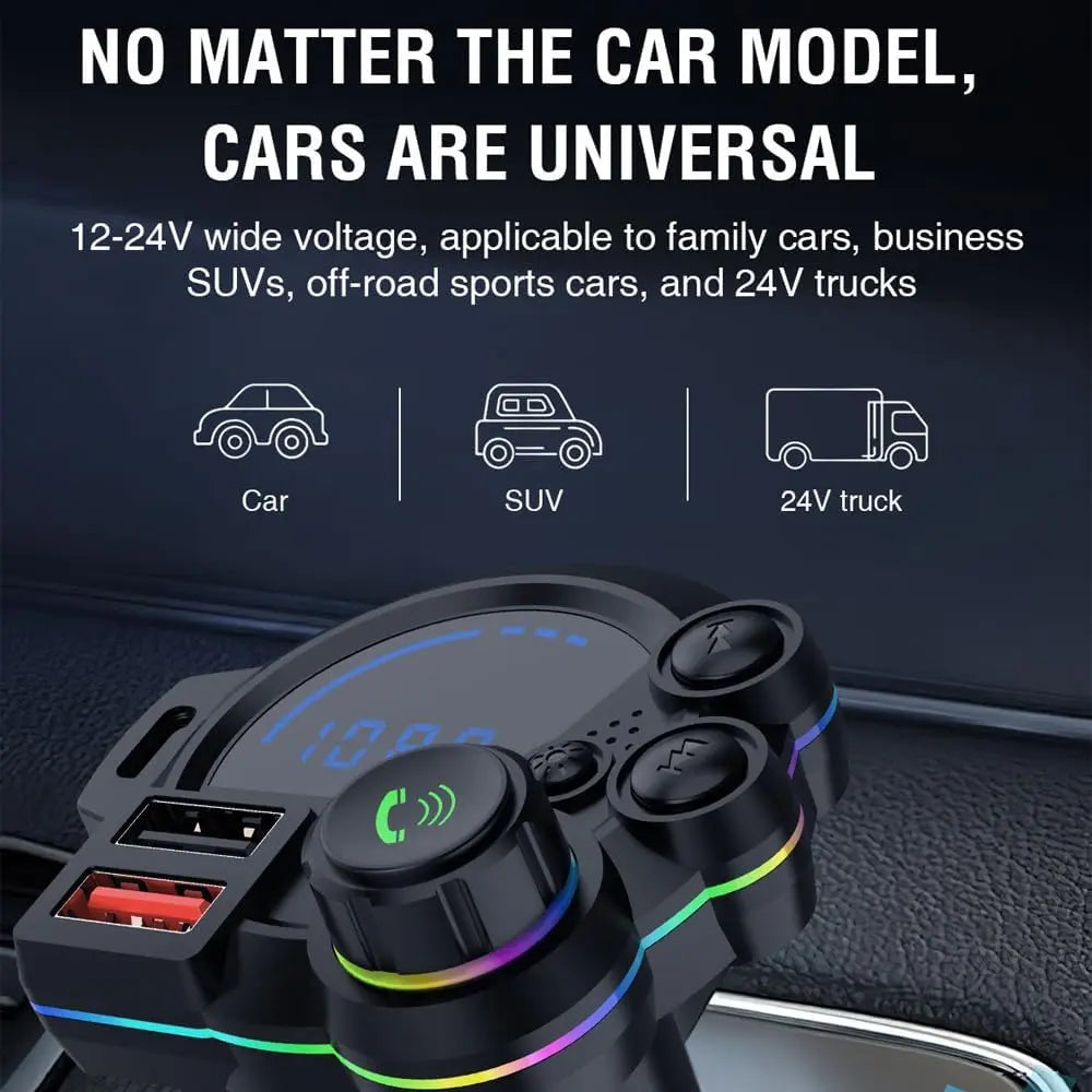 Bluetooth 5.3 FM Transmitter for car, car Bluetooth Adapter QC3.0 & PD20W