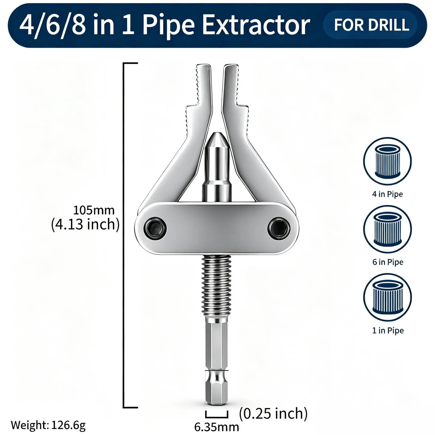 Universal Broken Pipe Extractor for 1/2", 3/4", and 1" Pipes