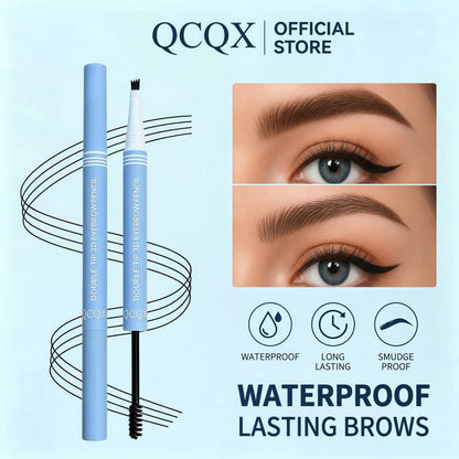QCQX 2-in-1 Waterproof Micro-Fork Eyebrow Cosmetic Pencil
