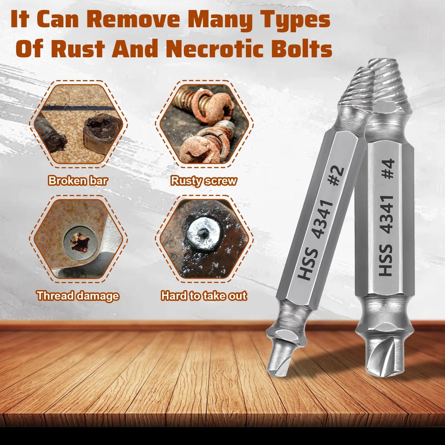 Damaged Screw Extractor Set - Remover for Stripped Head Screws Nuts & Bolts