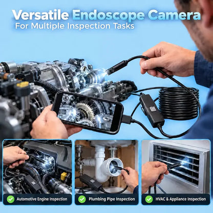 Endoscope Camera with Light, 1920P HD Borescope Tools with 8 Adjustable LED Lights