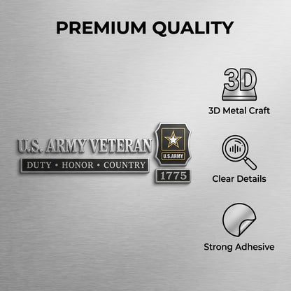 U.S. Military Veteran 3D Metal Car Emblem Badge