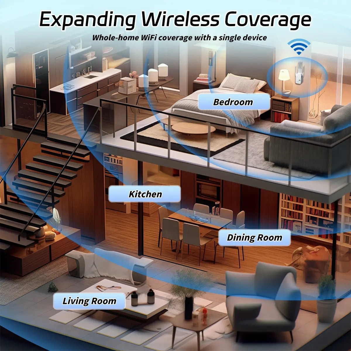 Remote 6 Antennas 2.4GHz WiFi Extender Signal Booster