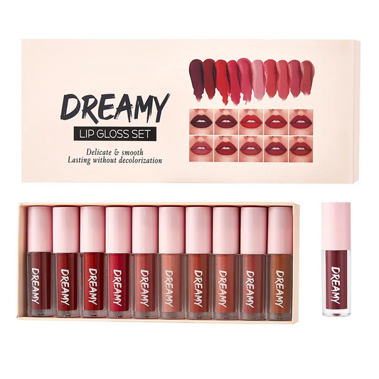 Dreamy Lip Gloss Set (10pcs) - European and American Matte Velvet