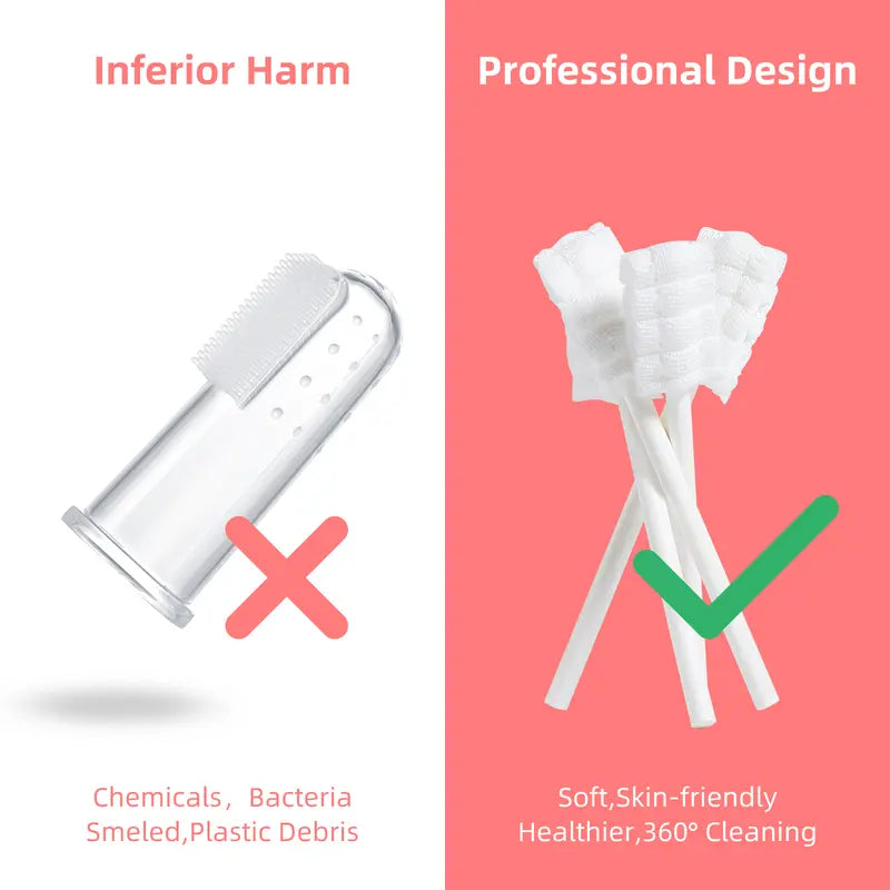 30PCS Disposable Newborn Baby Items - Soft Gauze Oral Care Solid Swabs with Double Suture Fastening