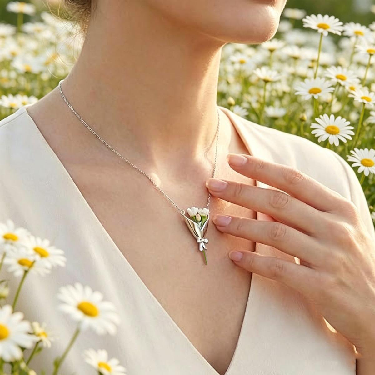 Flower arrangement necklace and earring set - Instagram-worthy personalized wearable bouquet jewelry