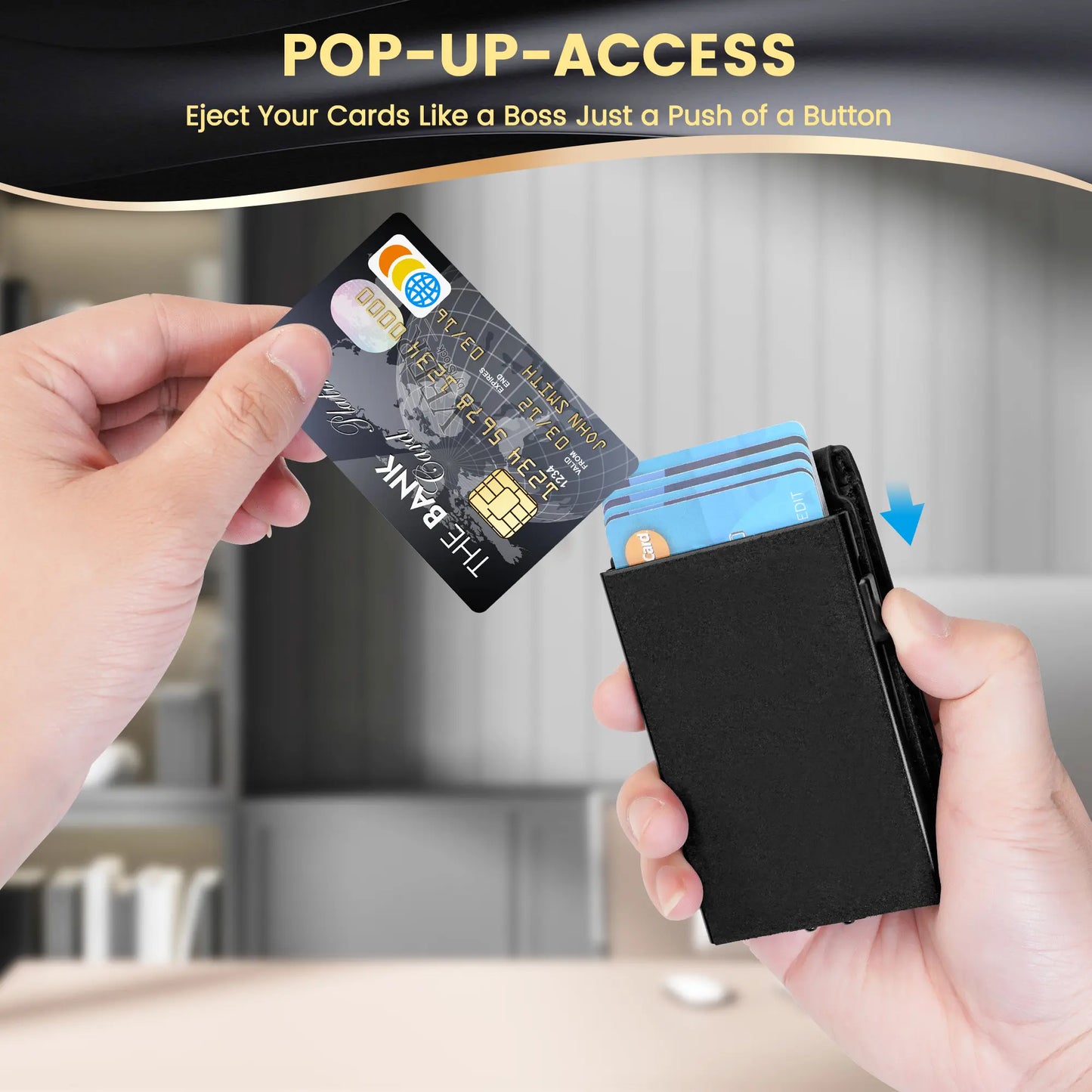 Wallet for Men with Money Clip RFID Blocking Minimalist Wallet Pop Up Aluminum Case