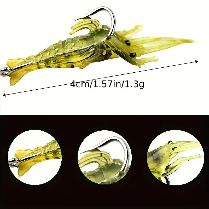 Simulated Grass Shrimp Soft Bait – Cost-Effective & Convenient Fishing Gear Tackle Box Waterproof