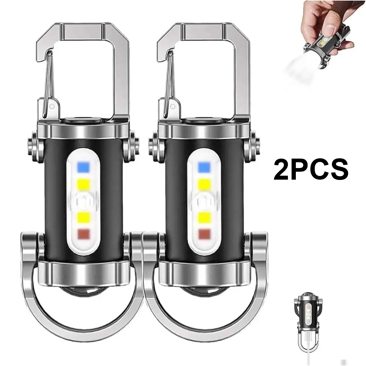 Portable Bright Keychain Flashlight - 7 Modes 1200 Lumens EDC Waterproof Keychains Flashlight