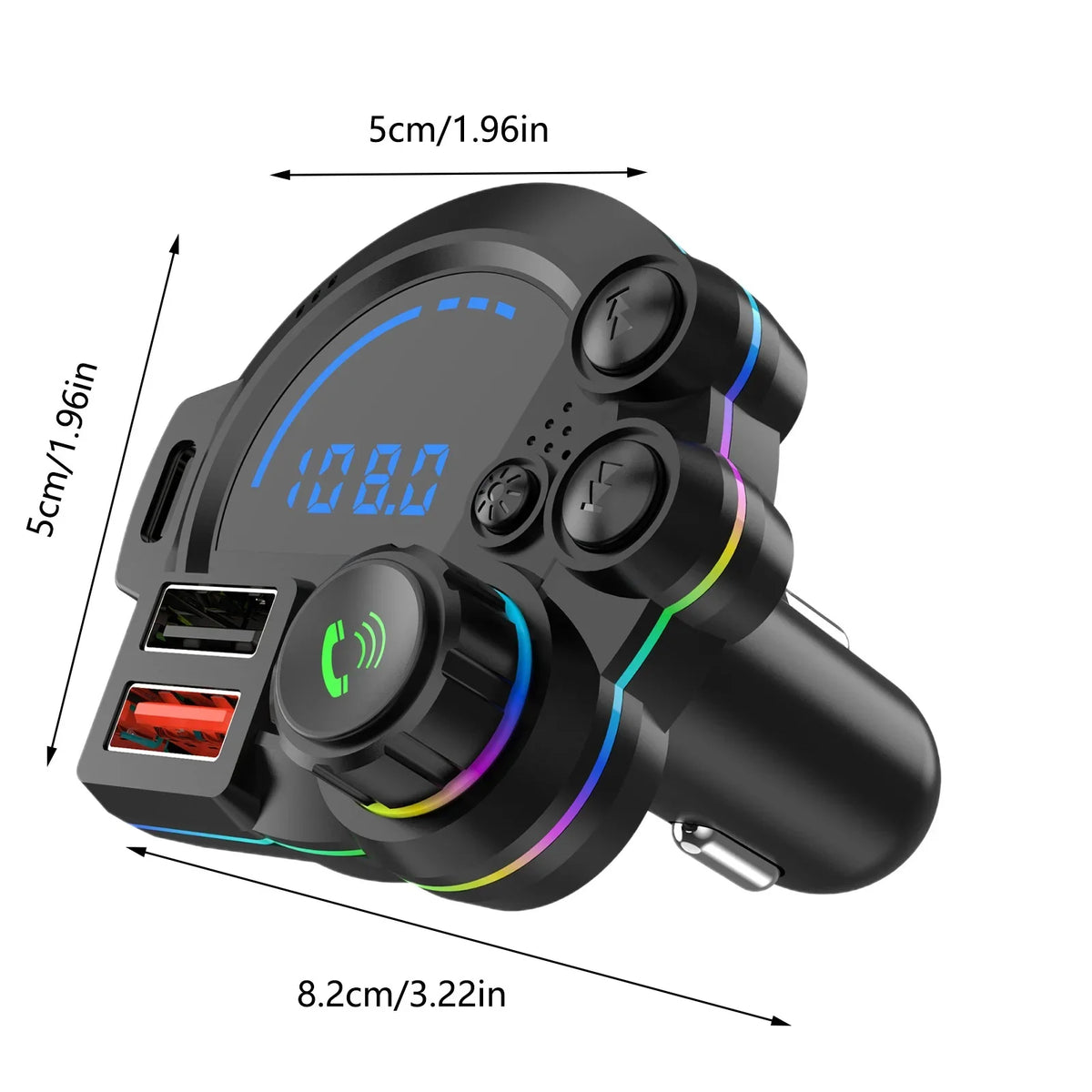 Bluetooth 5.3 FM Transmitter Car Accessory with PD20W Fast & QC3.0 Support Dual USB Charging