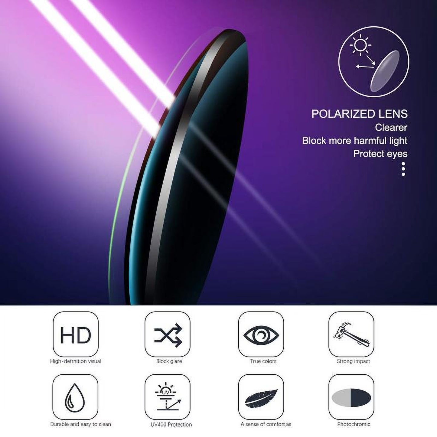 Photochromic Polarized Chameleon Sunglasses For Men Night Vision Driving Anti-Glare Eyewear