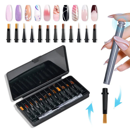 12-Piece Replaceable Tip Nail Art Brush Set