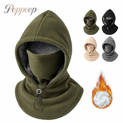 Unisex Cold Weather Fleece Balaclava Hat - Thick Fleece Linings