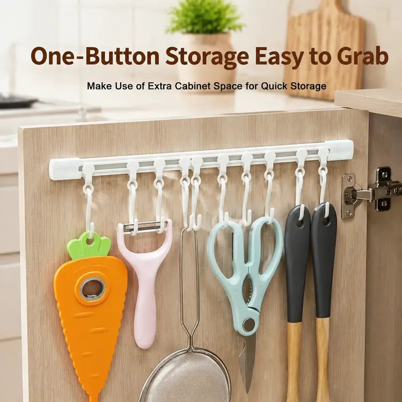10-Hook Adjustable Multifunctional Slide Rail Adhesive Wall Organiser