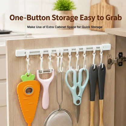 10-Hook Adjustable Multifunctional Slide Rail Adhesive Wall Organiser