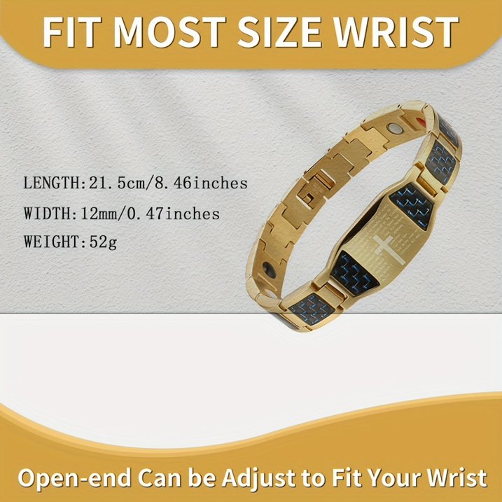 Stainless Steel Cross Magnetic Bracelet - Adjustable Design