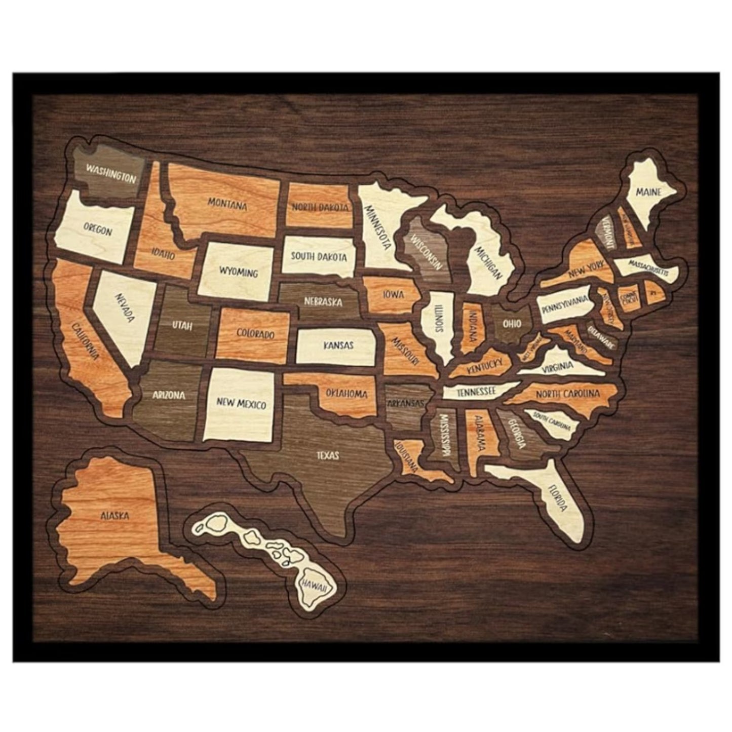 13x10 Inch Wooden USA Travel Map Puzzle – Interactive Wall Decor with Removable State Pieces