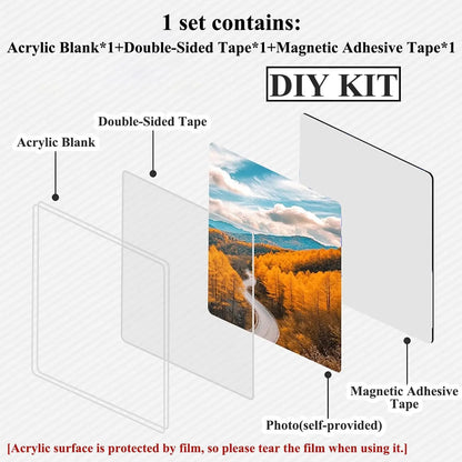 10 Pack 2"x2" Clear Acrylic DIY Fridge Magnets Set with Adhesive Backing
