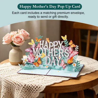3D Happy Mother's Day Colorful Flower Carving Blessing Card Paper