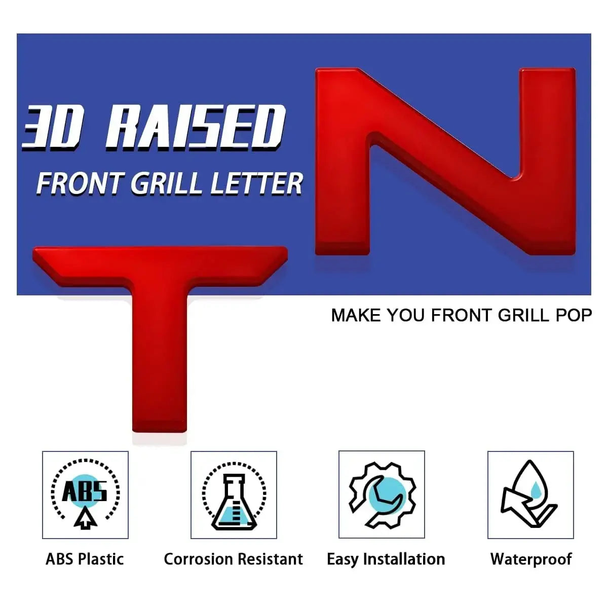 3D Design Raised ABS Plastic Front Grille Letters for 2022-2026 Toyota Tundra