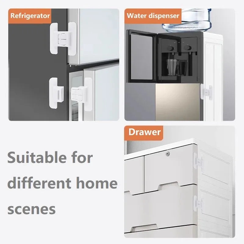Safety Clip Automatic Lock Refrigerator Door Closers No Punching Universal Baby Anti-opening Device