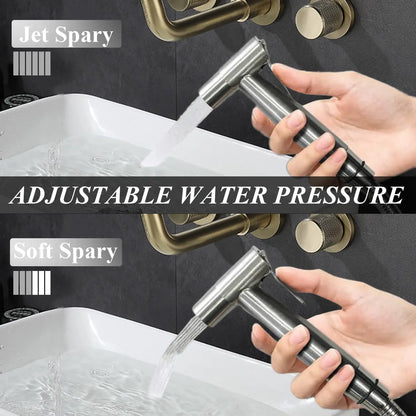 Wall Mounted Stainless Steel BrushedFaucet - Bathroom Cloth Diaper Sprayer Kit