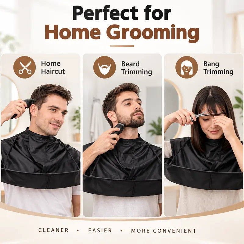 Wearable Barber Hair Cutting Cape, Foldable Hair Catching Pocket Design Haircut Cloak