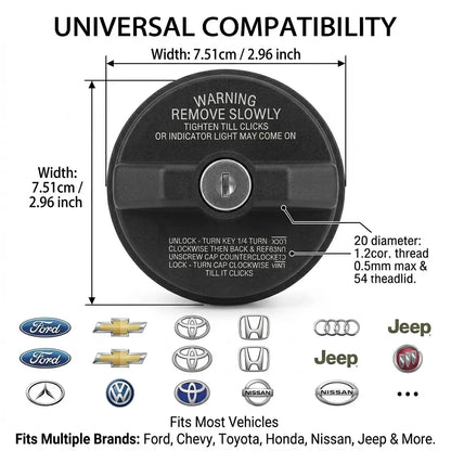 Key-Operated Anti-Theft Metal Lock Gas Cap - Universal Fit for Ford, Chevrolet - Auto Replacement Part