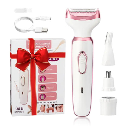 4-in-1 Comfortable Pink Electric Shaver for Women