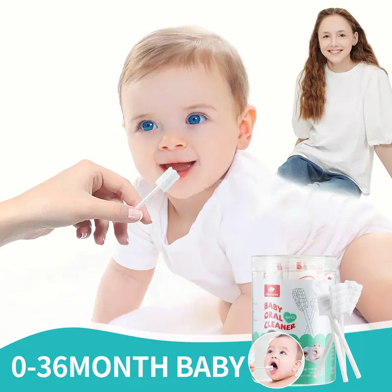 30PCS Disposable Newborn Baby Items - Soft Gauze Oral Care Solid Swabs with Double Suture Fastening
