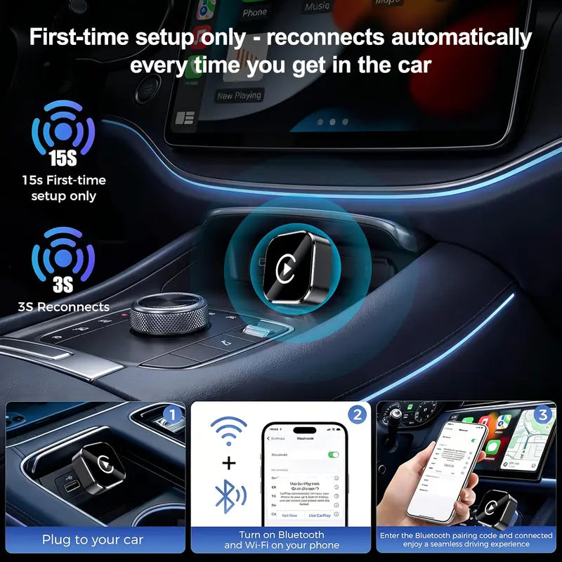 Wireless CarPlay Adapter - iPhone & Android Compatible with Quick connection