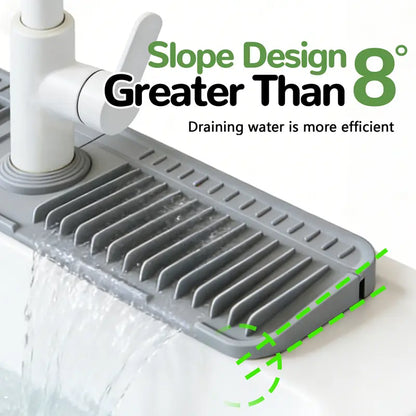Kitchen Silicone Sink Faucet Mat - Upgraded Angled Fast-Drain