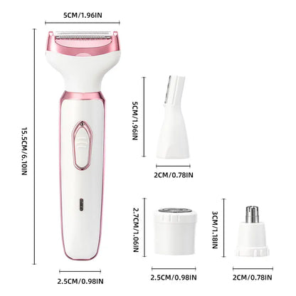 4-in-1 Comfortable Pink Electric Shaver for Women