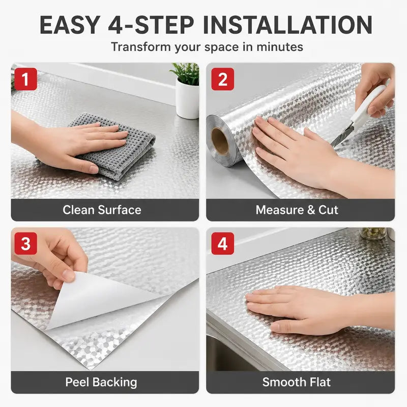 Self-Adhesive Aluminum Foil Kitchen Backsplash Wallpaper