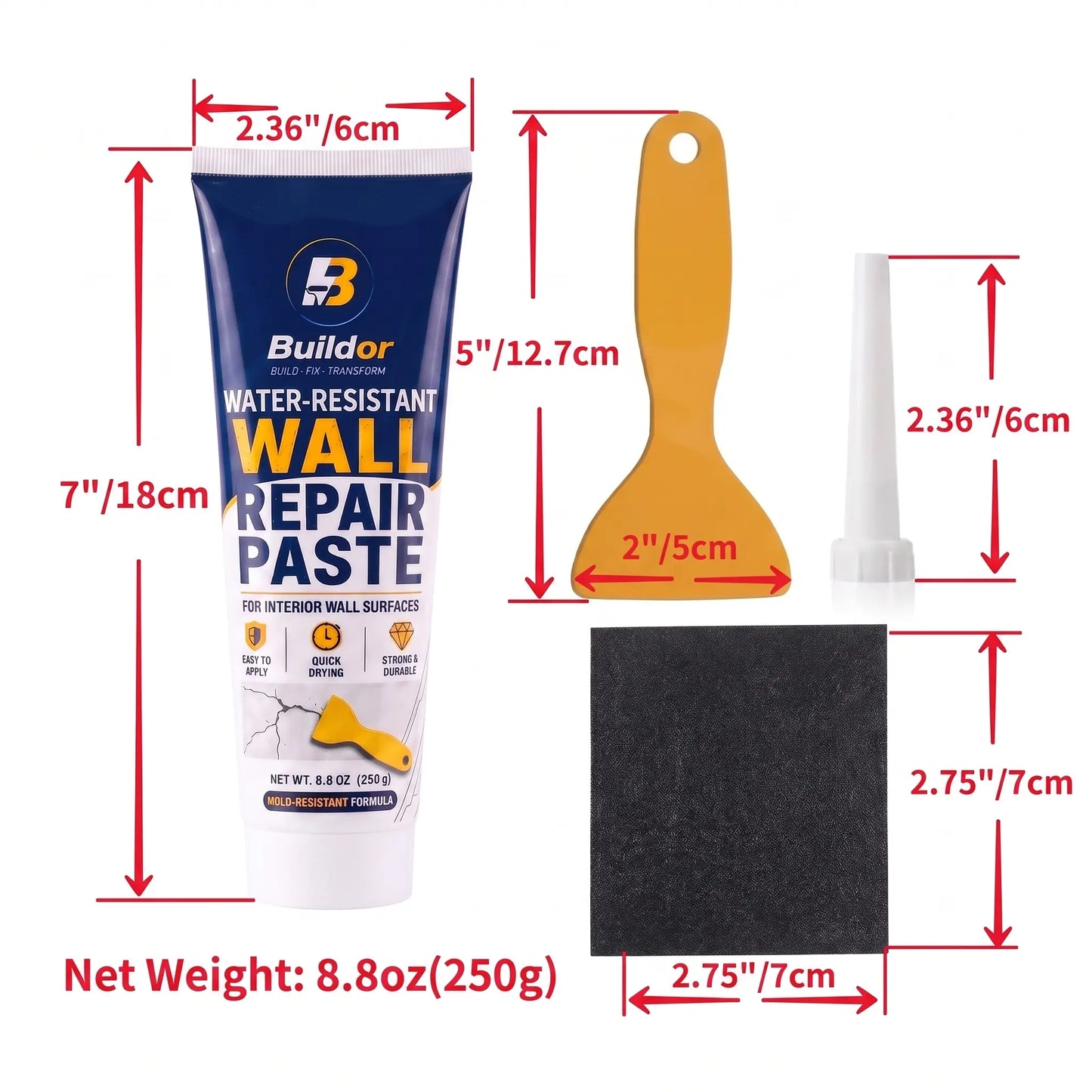 Upgraded Wall Hole Filler and Drywall Patch Repair Kit with Scraper