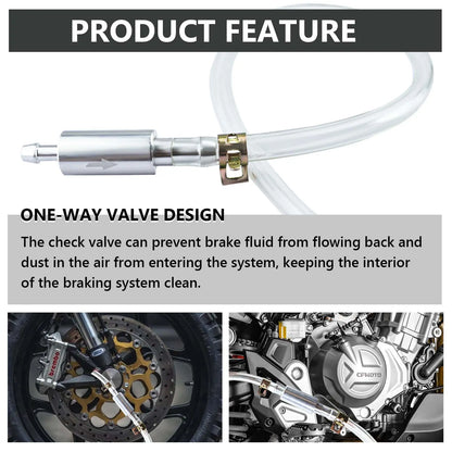 Brake Bleeder Hose Kit - One Way Check Valve Tube Bleeding Tool