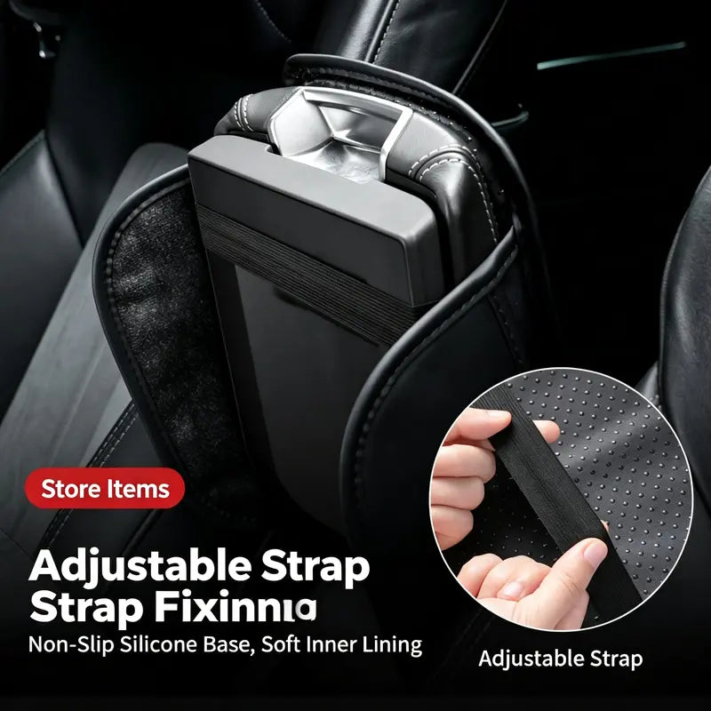 Car Armrest Box Cushion with Built-in Storage Bag