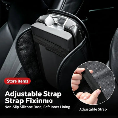 Car Armrest Box Cushion with Built-in Storage Bag