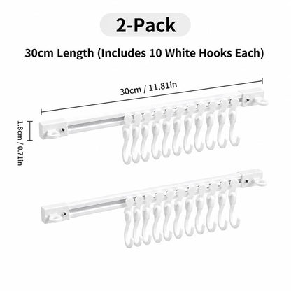 10-Hook Adjustable Multifunctional Slide Rail Adhesive Wall Organiser