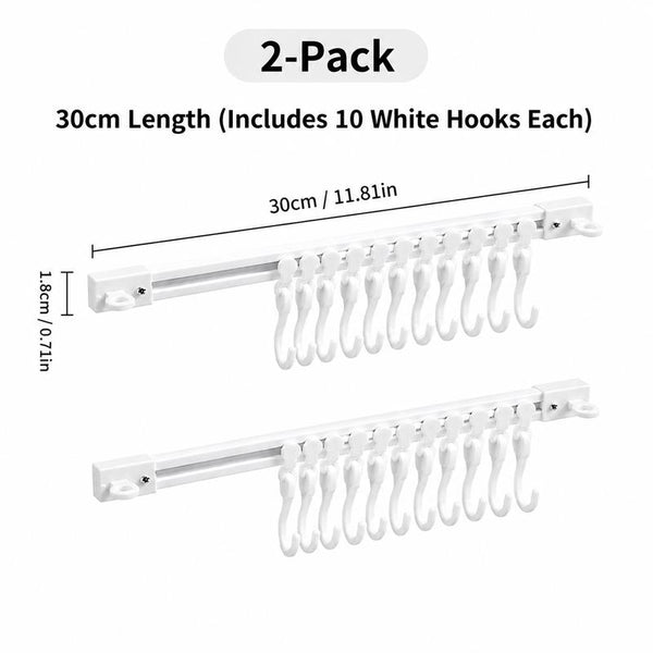 10-Hook Adjustable Multifunctional Slide Rail Adhesive Wall Organiser