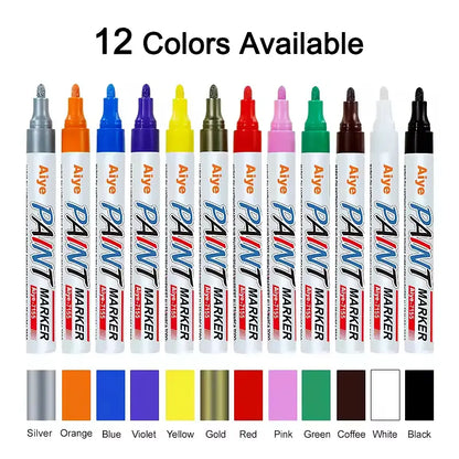 12Pcs Waterproof Permanent Paint Marker Pen for Car Tyre Tire Tread