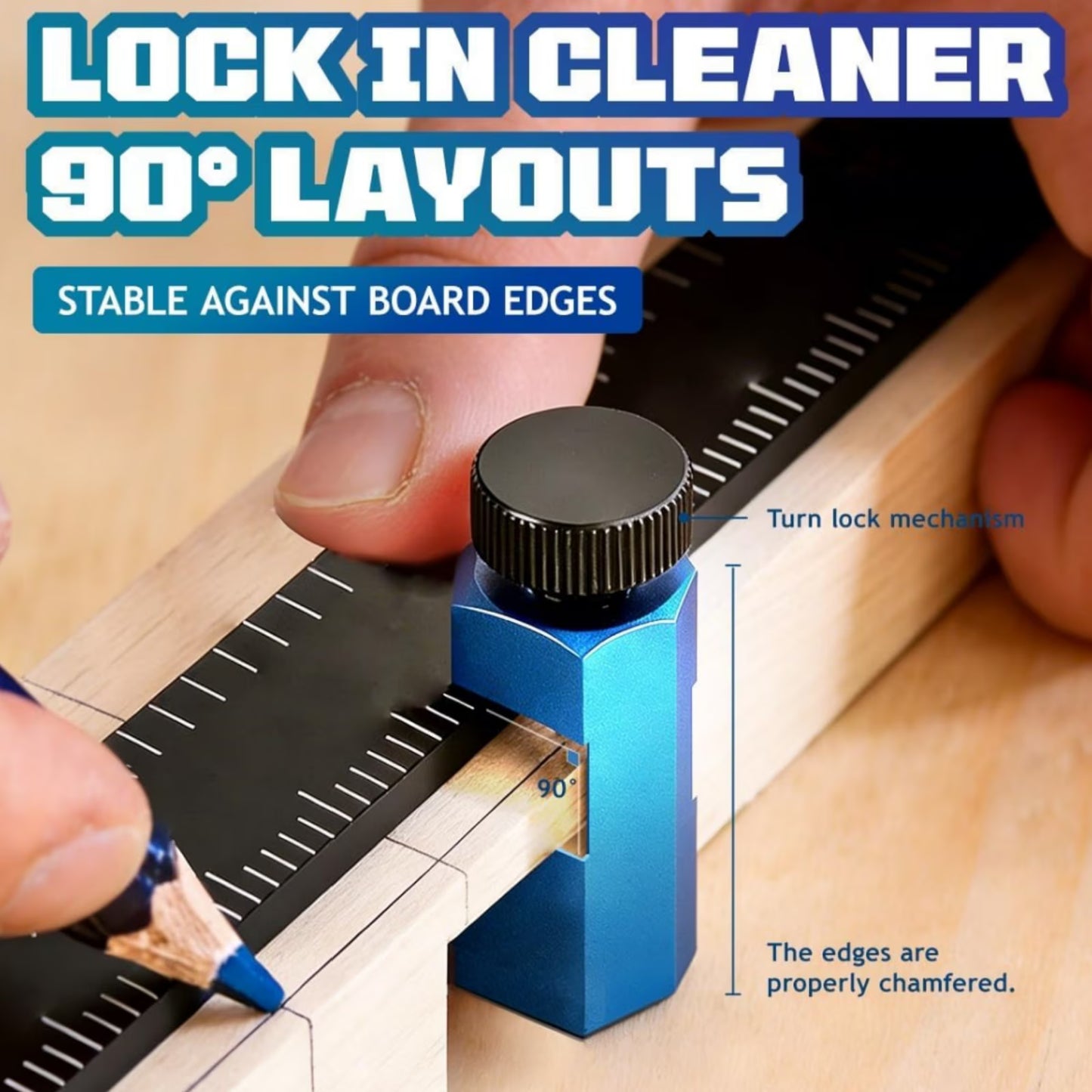 Hexagonal Stable Lock with Holder & Hook for Framing Square Support & Circular Saw