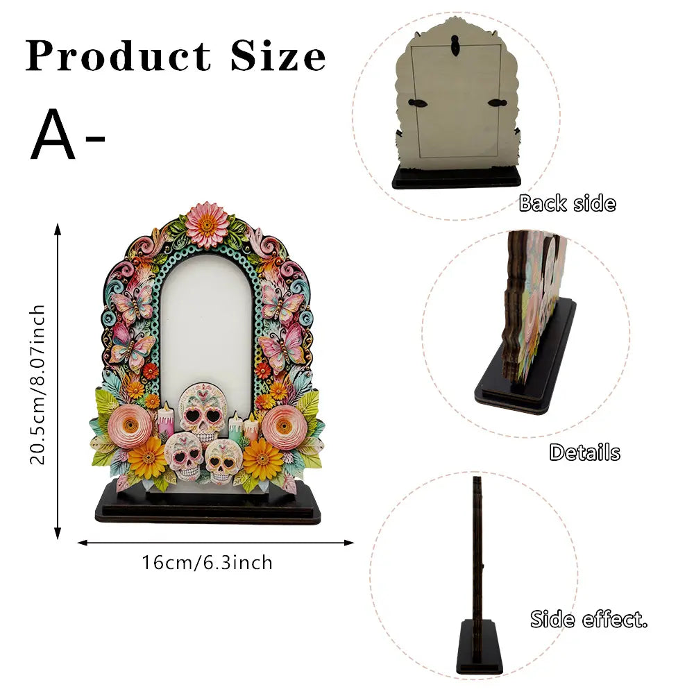 Traditional Day of the Dead Wooden Photo Frame Decor